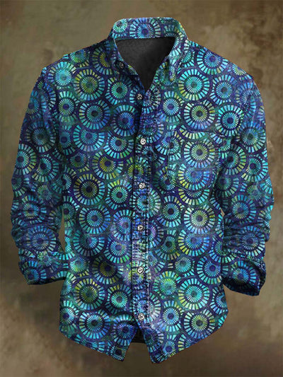 Round Emblem Print Casual Long-Sleeve Shirt