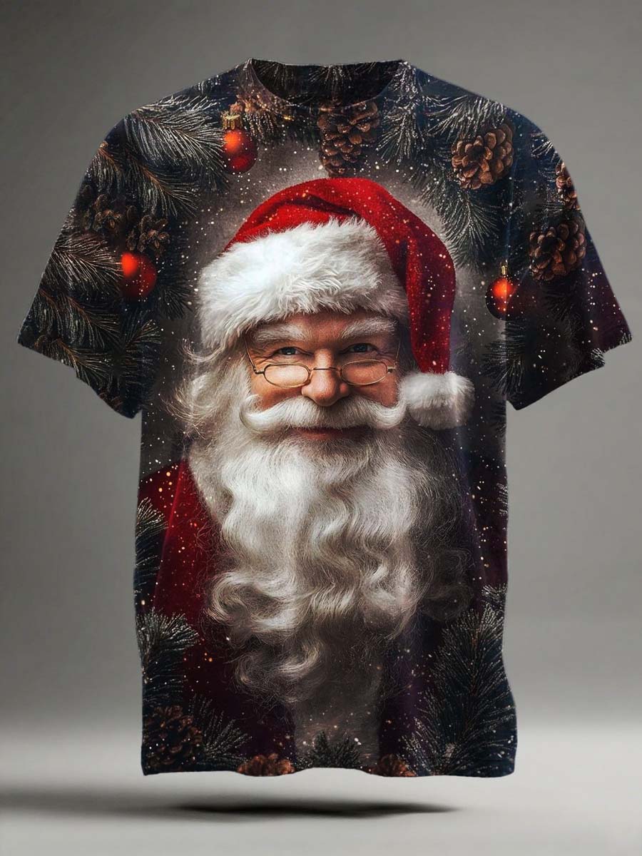 Fun Christmas Santa Print Casual Short-Sleeve T-Shirt
