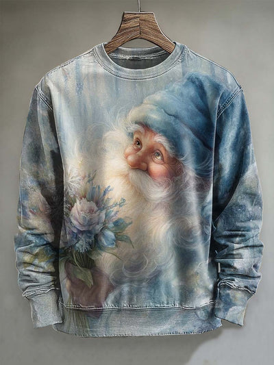 Santa Claus Print Casual Crewneck Sweatshirt