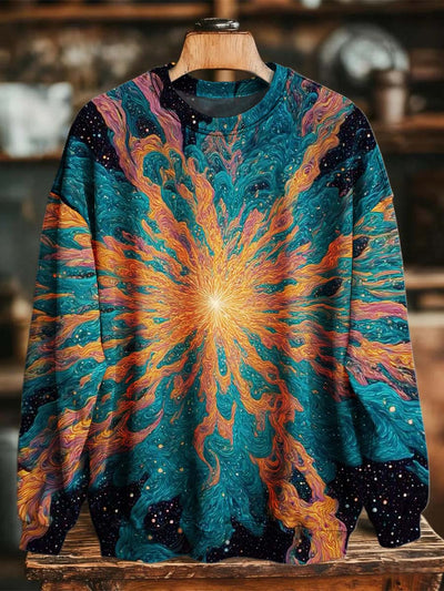 Colorful Abstract Oil Painting Print Casual Crewneck Sweatshirt