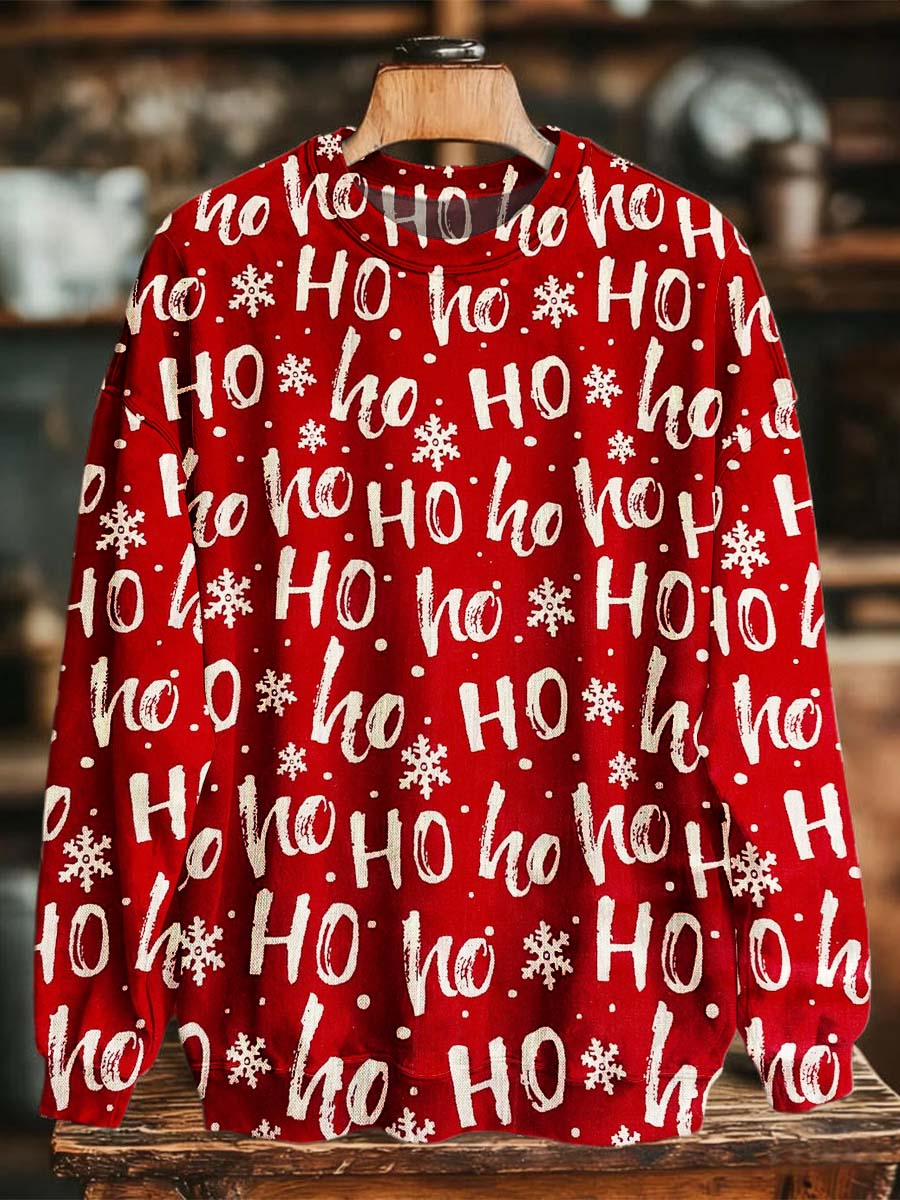 Christmas Ho Ho Ho Print Casual Crewneck Sweatshirt