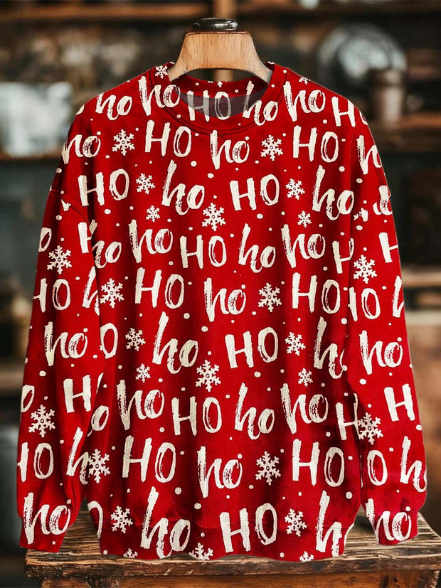 Christmas Ho Ho Ho Print Casual Crewneck Sweatshirt