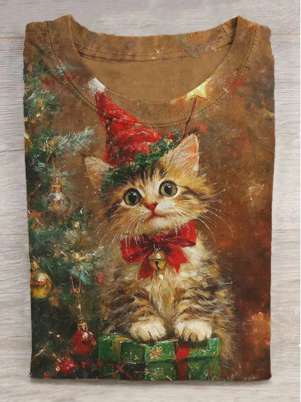 Kitten's Christmas Gift Print Short Sleeve T-Shirt