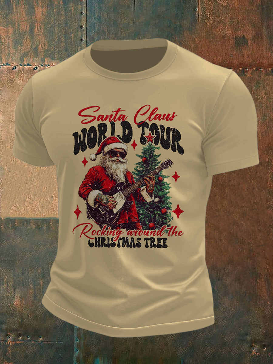 Christmas Men's Players Under the Tree Printed Short Sleeve T-Shirt