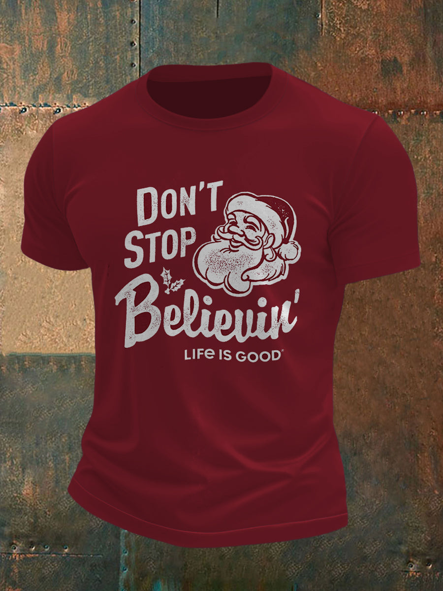 Christmas Men's Santa Claus Printed Short Sleeve T-Shirt