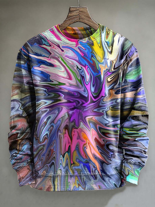 Abstract Psychedelic Swirl Print Casual Crewneck Sweatshirt