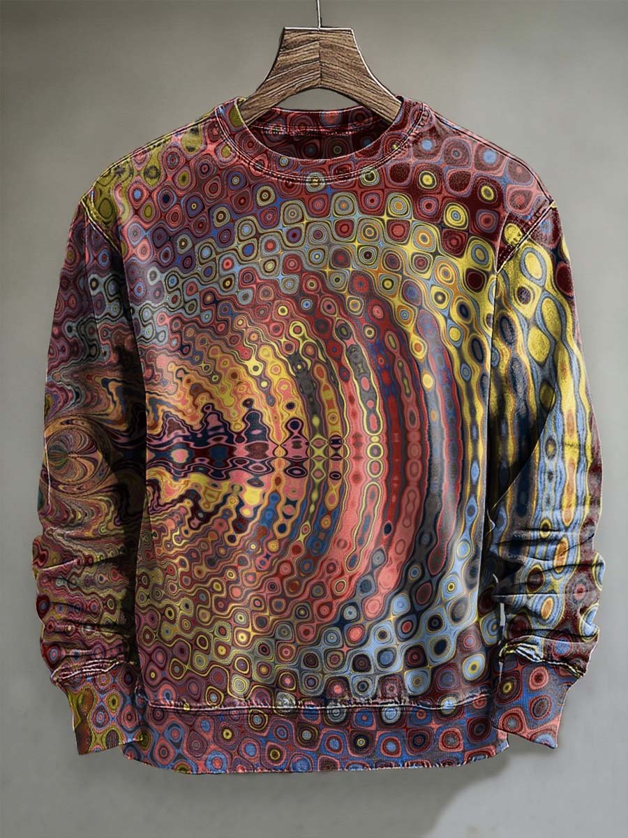Abstract Psychedelic Print Casual Crewneck Sweatshirt