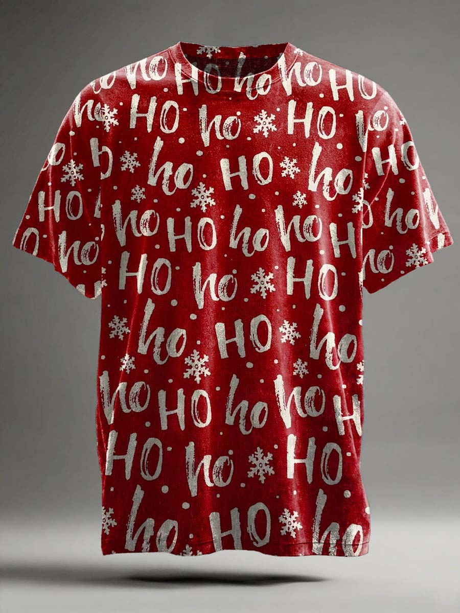 Christmas Ho Ho Ho Print Casual Short-Sleeve T-Shirt