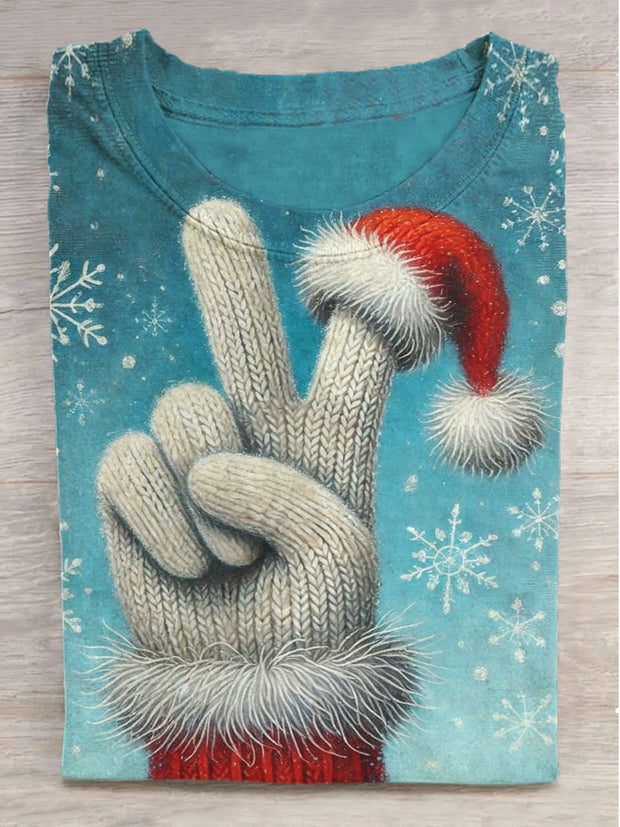 Christmas Hat Printed Short Sleeve T-Shirt