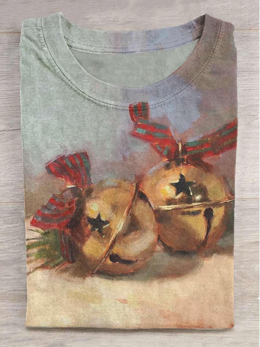 Christmas Bells Printed Short Sleeve T-Shirt