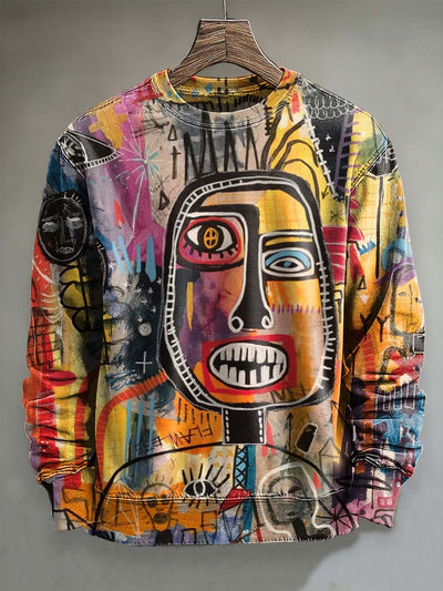 Abstract Street Graffiti Print Casual Crewneck Sweatshirt