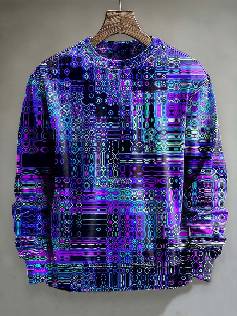 Abstract Colorful Psychedelic Print Casual Crewneck Sweatshirt