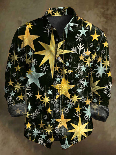 Christmas Snowflake Print Casual Long-Sleeve Shirt