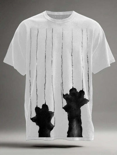 Funny Cat Paw Print Casual Short-Sleeve T-Shirt