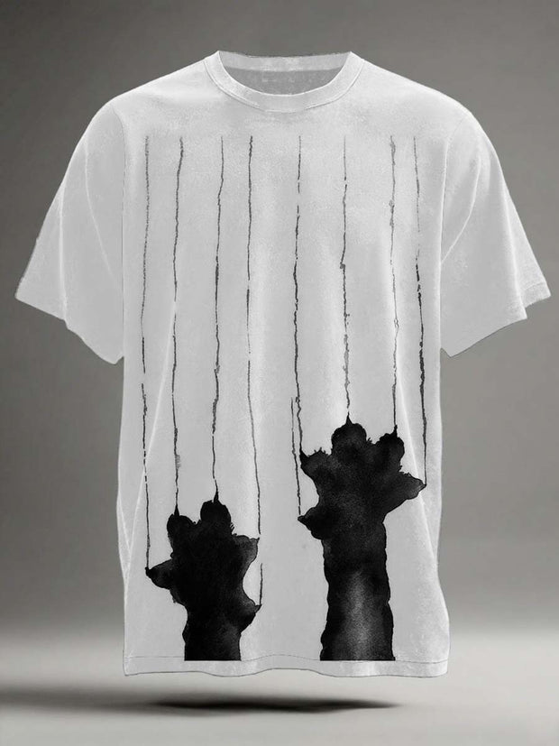 Funny Cat Paw Print Casual Short-Sleeve T-Shirt