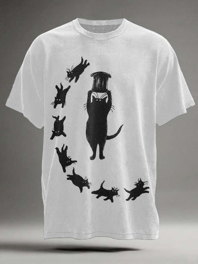 Funny Cat Print Casual Short-Sleeve T-Shirt
