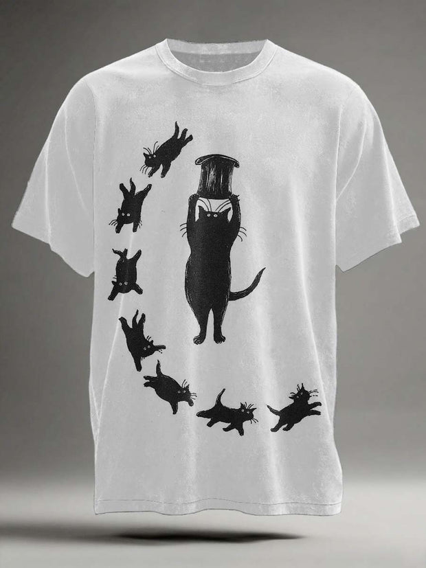 Funny Cat Print Casual Short-Sleeve T-Shirt