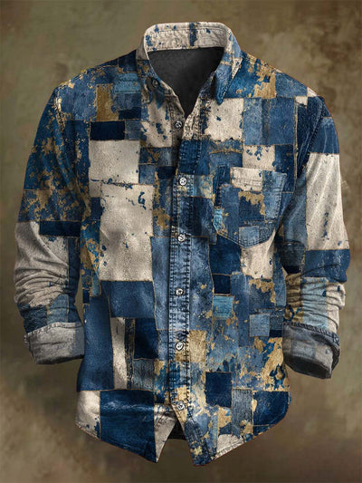 Abstract Irregular Print Casual Long-Sleeve Shirt