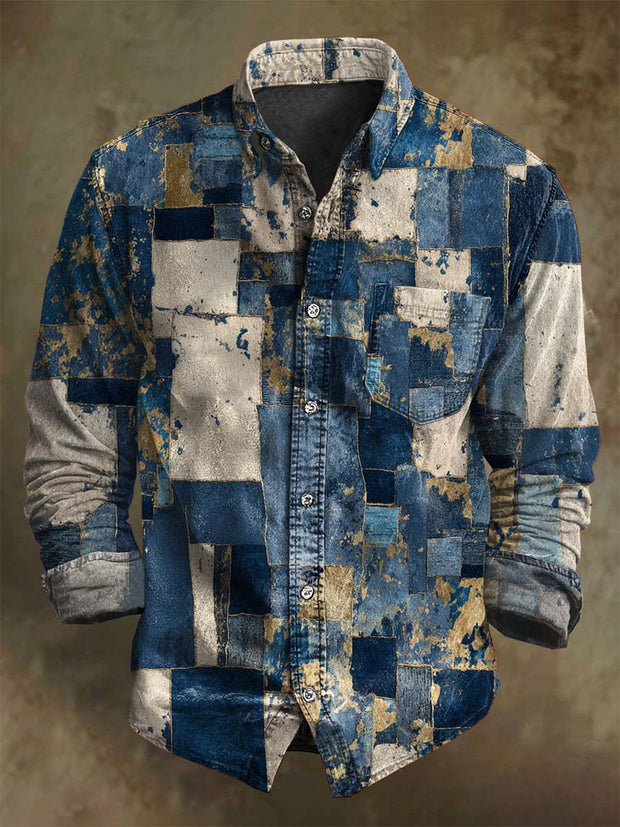 Abstract Irregular Print Casual Long-Sleeve Shirt