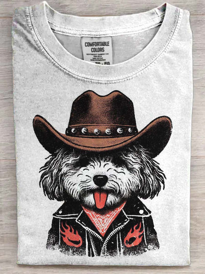 Funny Western Puppy Print Casual Short-Sleeve T-Shirt