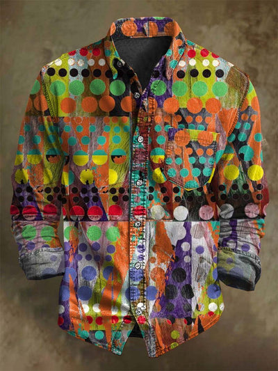 Abstract Polka Dot Print Casual Long-Sleeve Shirt