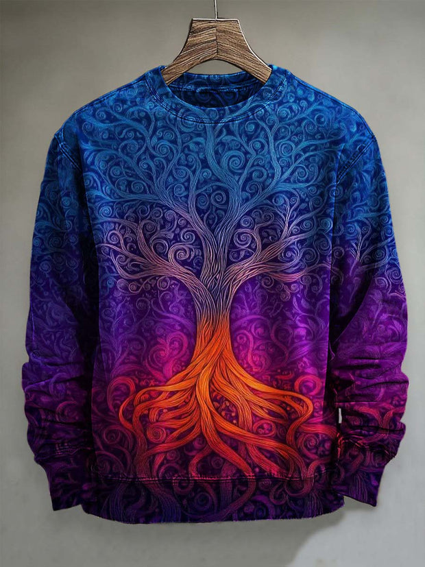 Abstract Tree of Life Print Casual Crewneck Sweatshirt