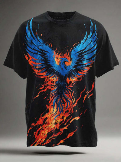 Abstract Flame Phoenix Print Casual Short-Sleeve T-Shirt