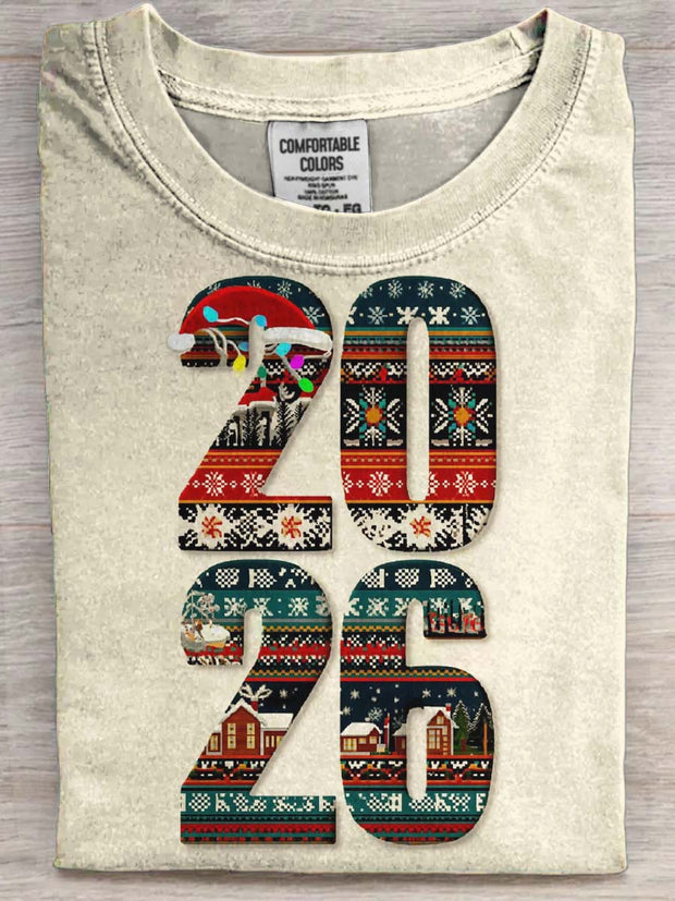 Christmas and New Year Printed Casual Short-Sleeve T-Shirt