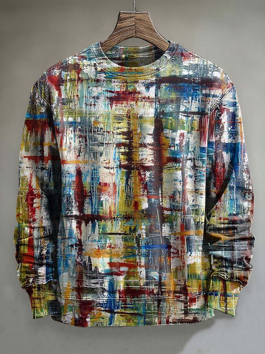 Abstract Geometric Print Casual Crewneck Sweatshirt