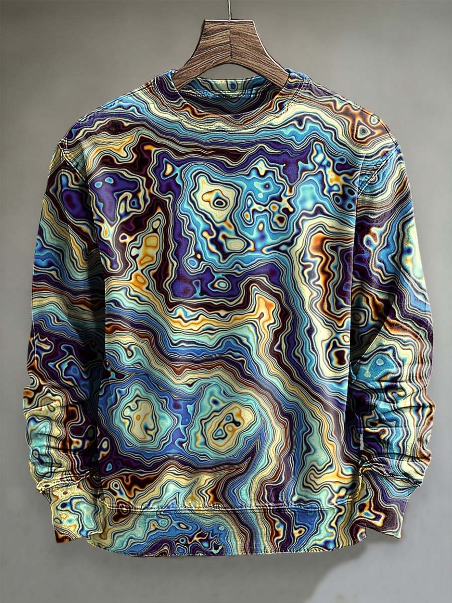 Psychedelic Abstract Pattern Print Casual Crewneck Sweatshirt