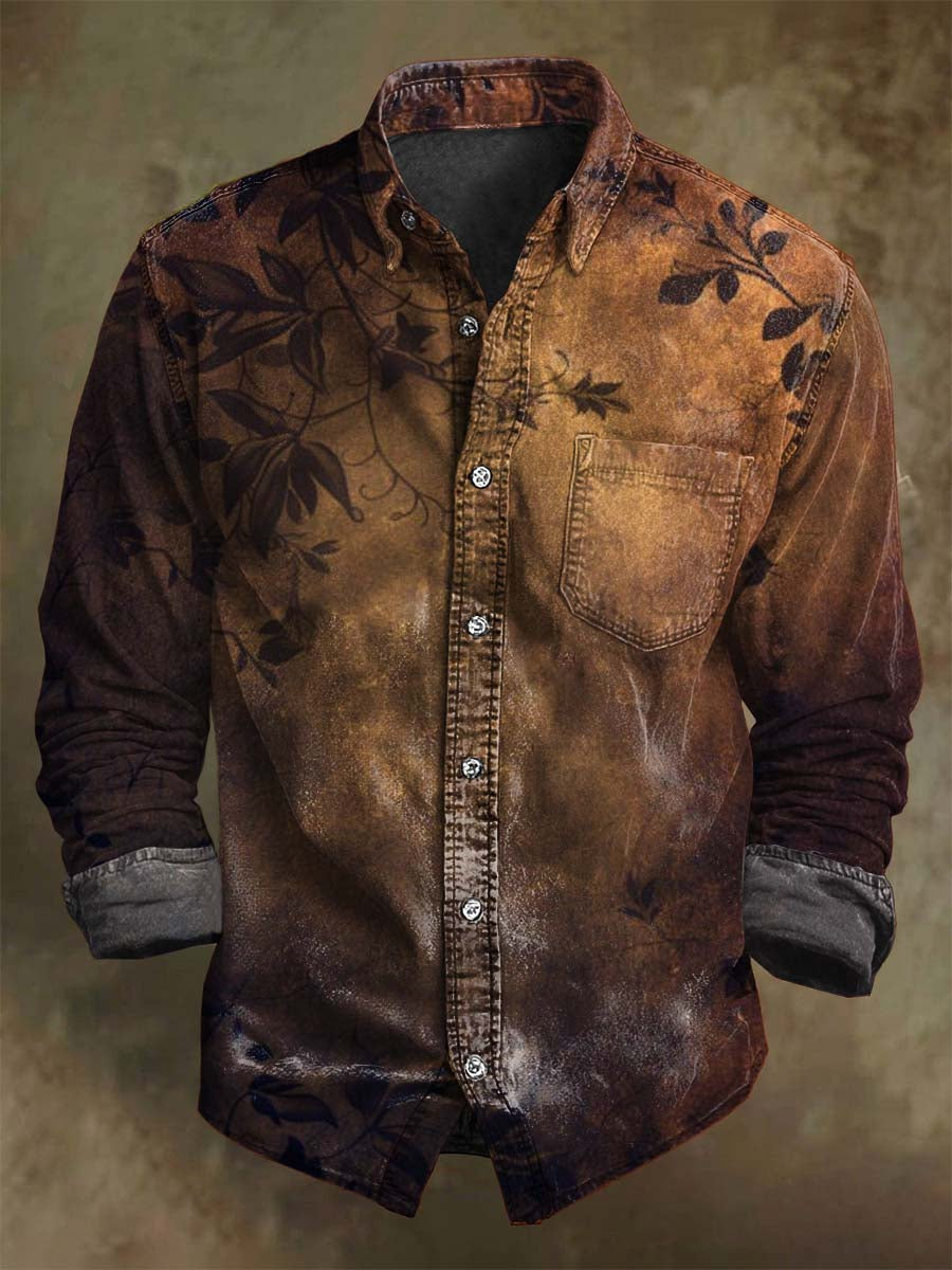 Vintage-inspired Floral Print Casual Long-Sleeve Shirt