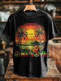 Tropical Sunset Print Casual Short-Sleeve T-Shirt