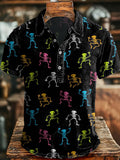 Vintage Skull Print Short-Sleeve Shirt