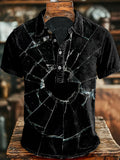 Vintage Glass Shards Abstract Print Casual Short-Sleeve Shirt
