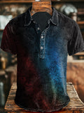 Vintage Gradient-Printed Casual Short-Sleeve Shirt