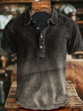Vintage Gradient Spiral-Print Casual Short-Sleeve Shirt