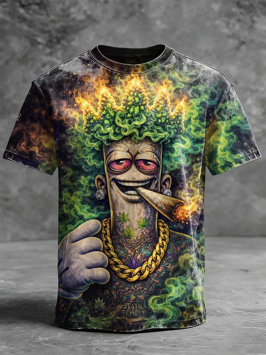 Funny Smoking Print Casual Short-Sleeve T-Shirt