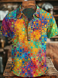 Pop Art Colored Cube Print Casual Short-Sleeve Polo Shirt