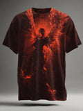 "Flaming Fallen Angel" Printed Casual Short-Sleeve T-Shirt