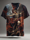 Archangel Michael Printed Casual Short-Sleeve T-Shirt