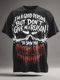 Good and Evil Two-Sided Skull Print Casual Short-Sleeve T-Shirt