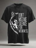 Silence is not weakness / Wolf Print Casual Short-Sleeve T-Shirt