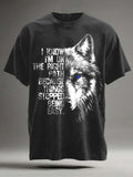 Wolf Letter Print Casual Short-Sleeve T-Shirt