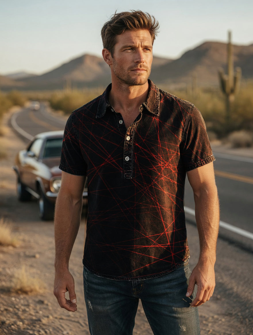 Artistic Light Print Casual Short-Sleeve Shirt