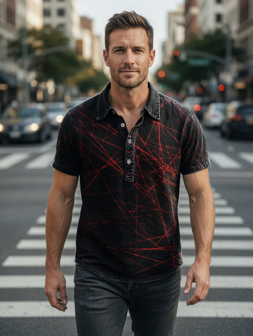 Artistic Light Print Casual Short-Sleeve Shirt