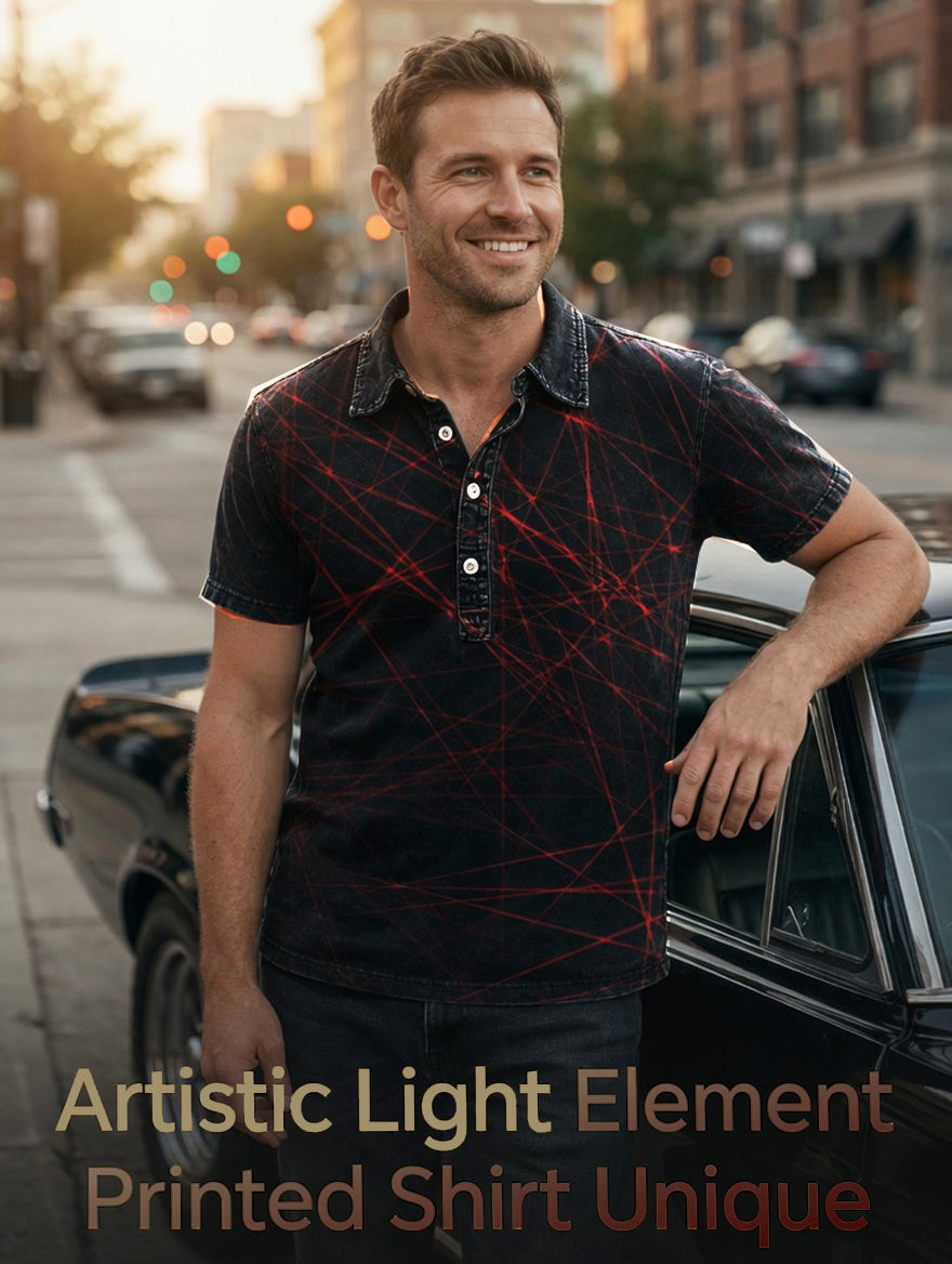 Artistic Light Print Casual Short-Sleeve Shirt