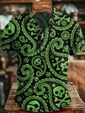 Waist-Shaped Skull Print Casual Short-Sleeved Shirt