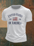 USA Badge Print Casual Short-Sleeve T-Shirt