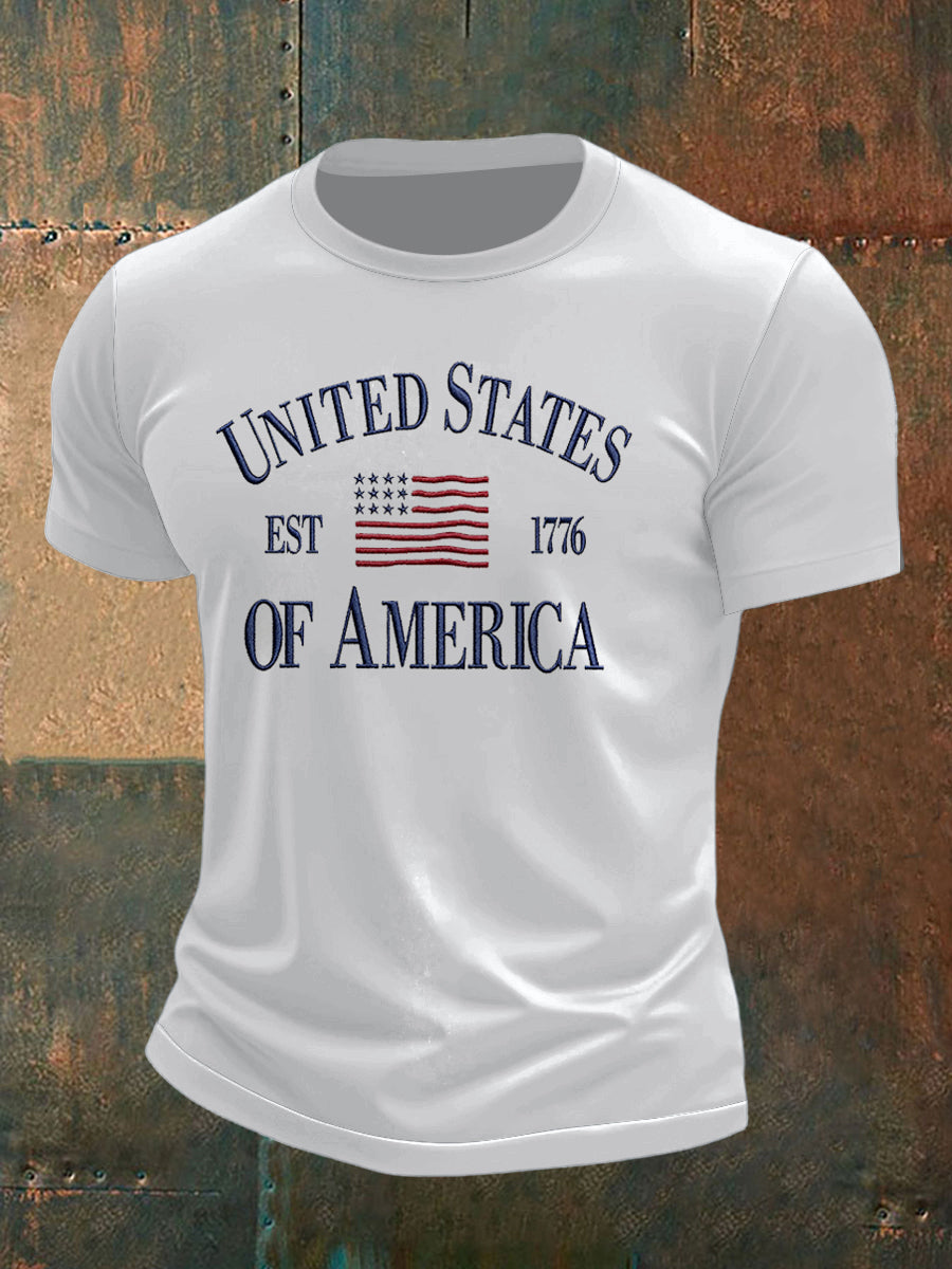USA Badge Print Casual Short-Sleeve T-Shirt