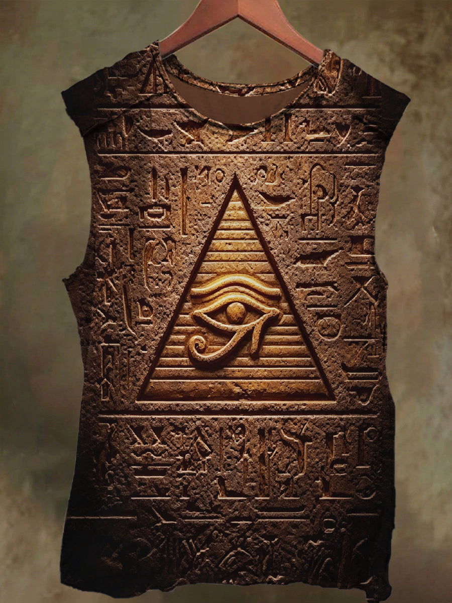 Unisex Triangular Eye Print Casual Cotton Vest